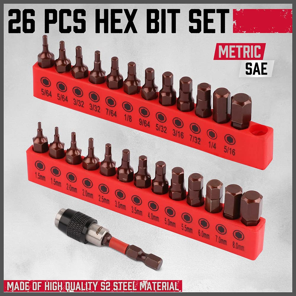 Premium 25-Piece Allen Key Drill Bit Set - Durable Allen Wrench Bits with Strong Magnetic Tips. SAE & Metric Hex Keys - Amazon.com