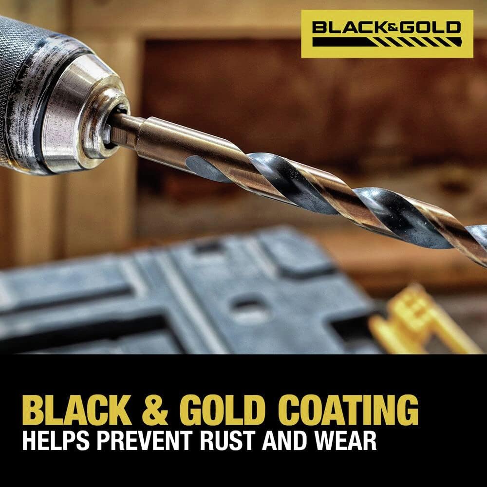DEWALT Drill Bit Set. 21 Pc High Speed Steel DEWALT Bits. Black and Gold Oxide Coated. 135 Degree Split Point. 31 Degree Helix (DWA1181) - Amazon.com
