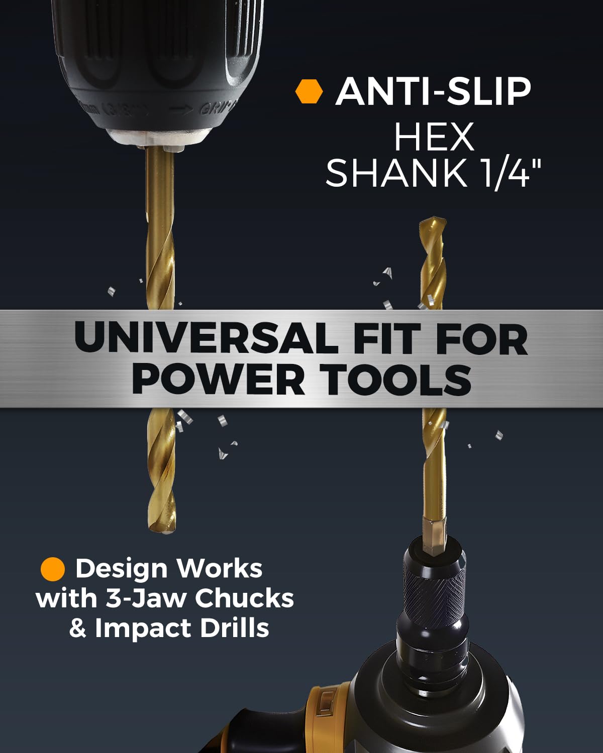 COMOWARE Titanium Twist Drill Bit Set 16 Pcs. 1/16-1/4. Hex Shank HSS | Titanium Coating. 2 Flutes.for Wood Plastic Aluminum Alloy. for Home DIY. Engineering. with Index & Storage Case - Amazon.com