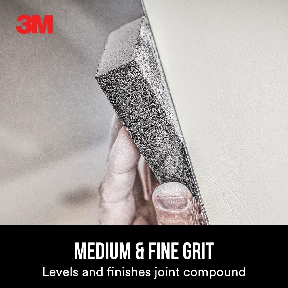 3M Drywall Sanding Sponge. Fine/Medium Grits. 2.63 x 3.75 in | Medium Grit to Remove. Fine Grit to Smooth. Ideal for Sanding and Smoothing of Joint Compounds (9095DC-NA) - Sanding Blocks - Amazon.com