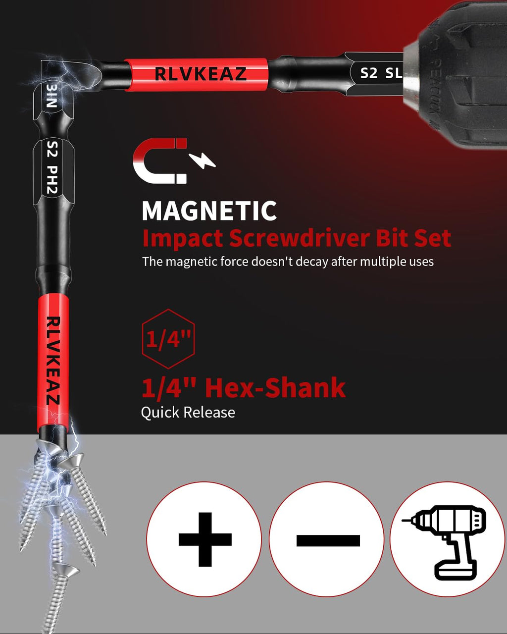 RLVKEAZ 3-Inch Long Magnetic Screwdriver Bit Set. Phillips Slotted. 10-Pack | #1 #2 #3 Phillips Head Drill Bits. S2 Alloy Steel. CNC Tips. 1/4-Inch Hex Shank for Impact Driver and Power Drill - Amazon.com