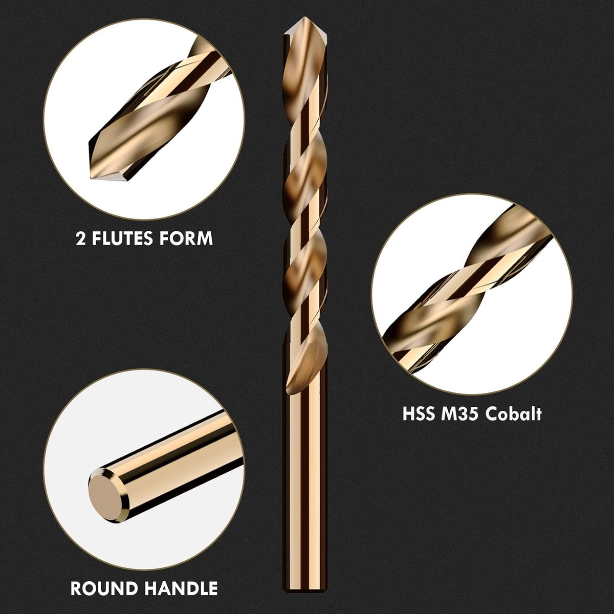 MACXCOIP 13Pcs(1/16-1/4) Cobalt Drill Bit Set M35 HSS Jobber Length | for Hardened Metal. Stainless Steel. Cast Iron. Wood and Plastic. with Index Storage Case - Amazon.com