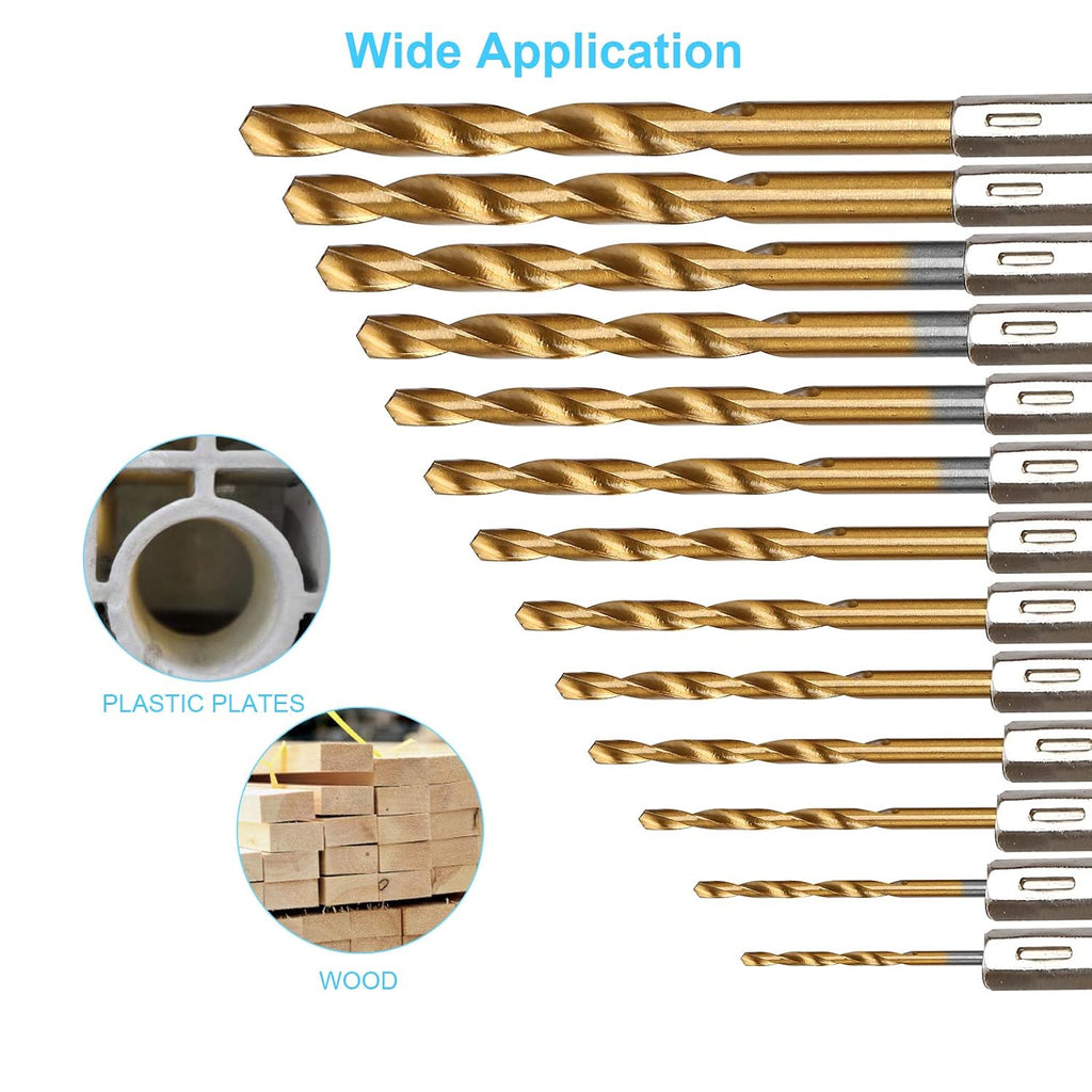 19 Pcs HSS Titanium Twist Drill Bit Set - 1/16-1/4 Hex Shank Quick Change | 135 Degrees Split Point. Fully Ground Edges. Anti Runout. Fits Impact Drivers. Drills Metal Steel Wood. Plastics. Small Bits - Amazon.com