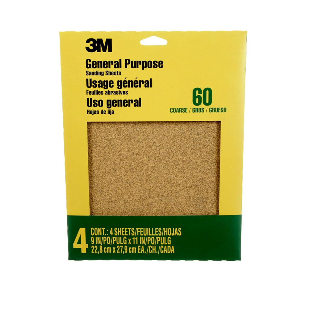 3M Sandpaper. 60 Grit. 4 Sheets. 9 x 11 in. Coarse Aluminum Oxide | Sands Paint. Wood & Metal. Great For General Purpose Sanding (9003NA-20) - Sandpaper Sheets - Amazon.com