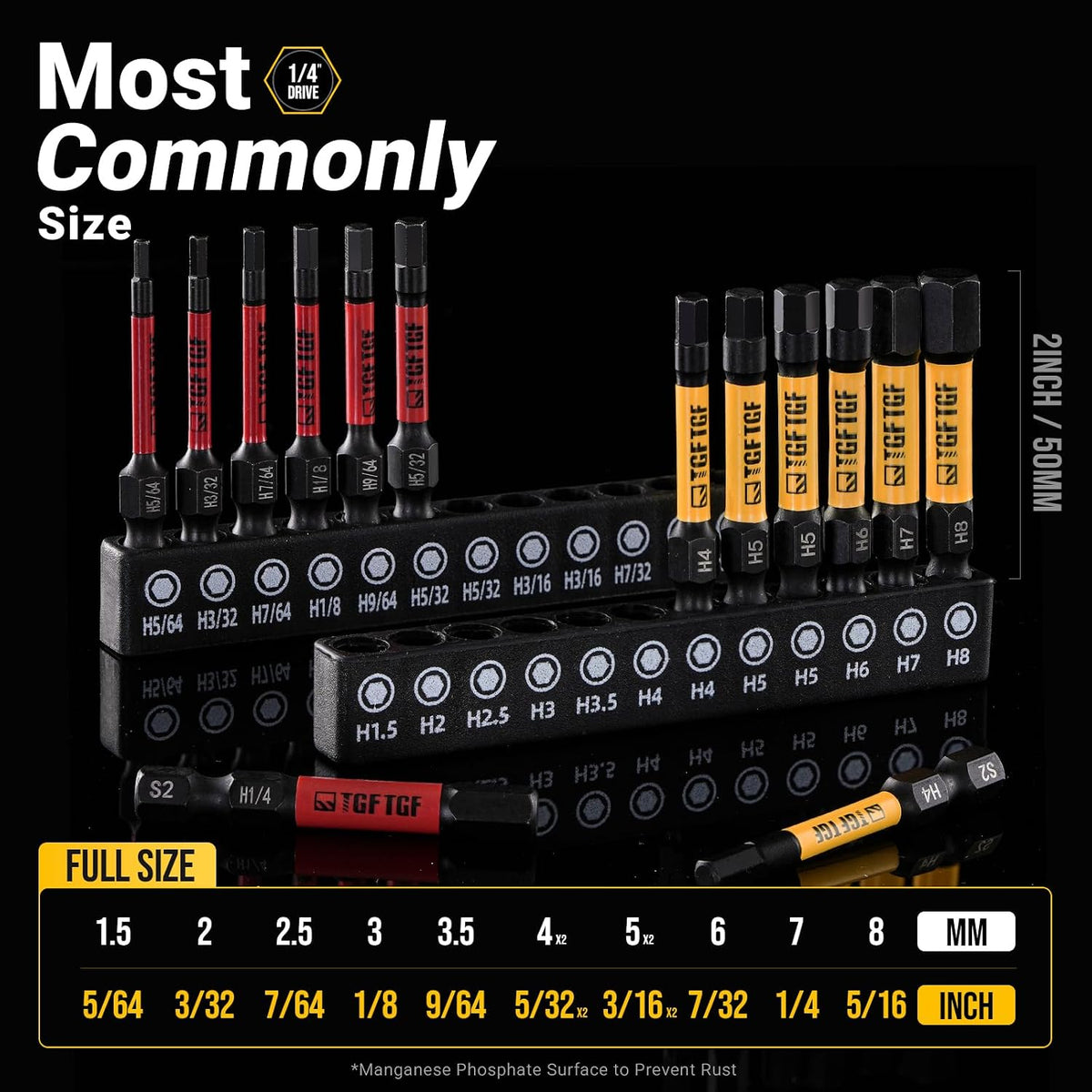 TGFTGF Impact Hex Head Allen Wrench Drill Bit Set. 24PCS. 2-inch (Metric & SAE). Premium S2 Steel 1/4 Hex-Shank Hex Bit Set. CNC Machined Magnetic Screwdriver Bit Set. Storage Box. Automotive Home - Amazon.com