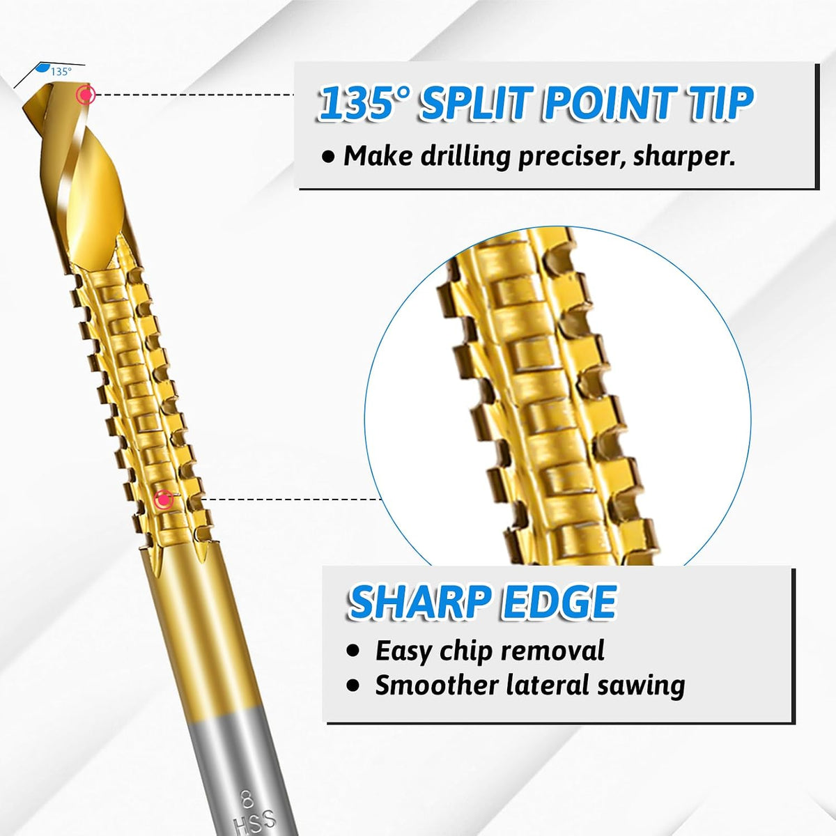 8 Pack Titanium Coated HSS Twist Drill Bits. 3-10mm Serrated Side Cutting Drill Bit. Hex Shank Serrated Cutting Drill Bits. Drill Bit Woodworking Tools. Hole Holesaw Tool for Plastic Metal Wood Hole - Amazon.com
