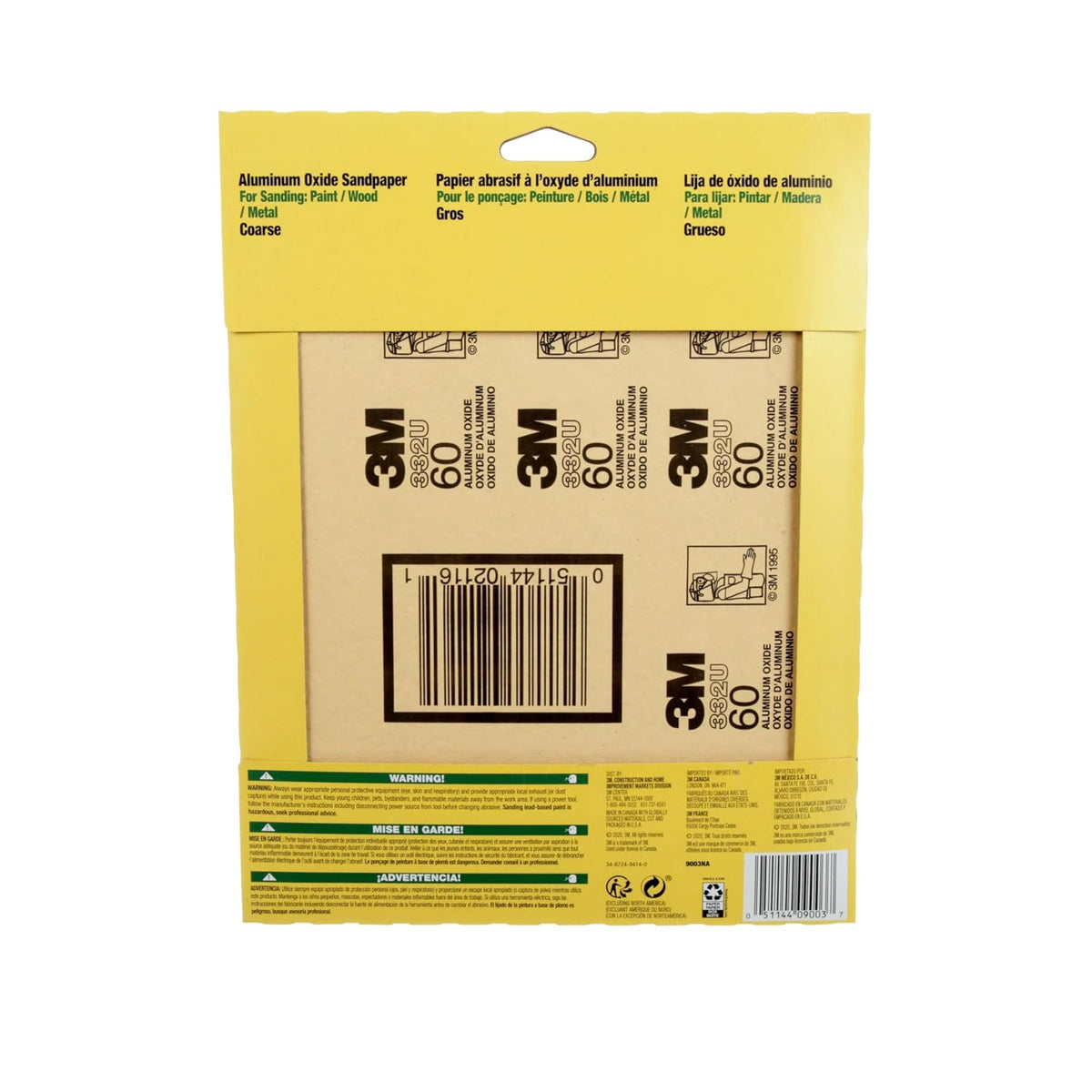 3M Sandpaper. 60 Grit. 4 Sheets. 9 x 11 in. Coarse Aluminum Oxide | Sands Paint. Wood & Metal. Great For General Purpose Sanding (9003NA-20) - Sandpaper Sheets - Amazon.com
