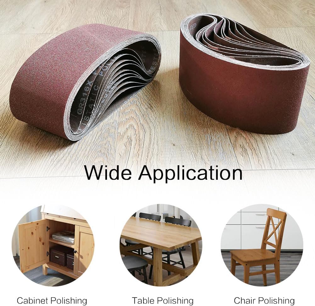 3x21 3 x 21 Inch Sanding Belt Pack 3-Inch x 21-Inch.12 Pcs(4 Each of 80 120 150 Grits) Aluminum Oxide for Sander - Amazon.com