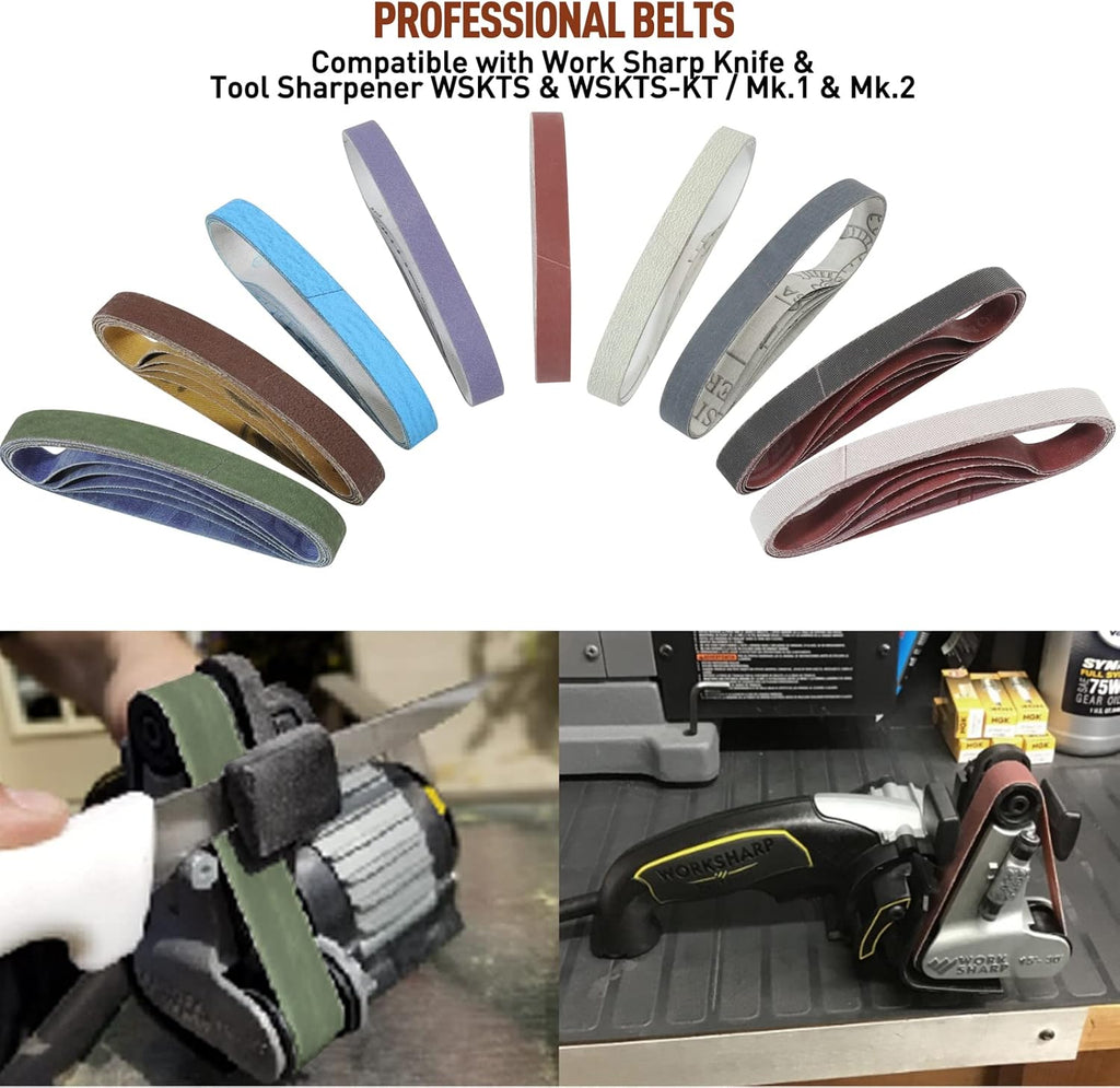 45 Pcs 1/2 x 12 Replacement Sharpening Belt Kit for Official Work Sharp Knife & Tool Sharpener (WSKTS & WSKTS-KT/Mk.1 & Mk.2) - Assorted Grits (80/120/240/400/600/800/1000/2500/5000) - Amazon.com