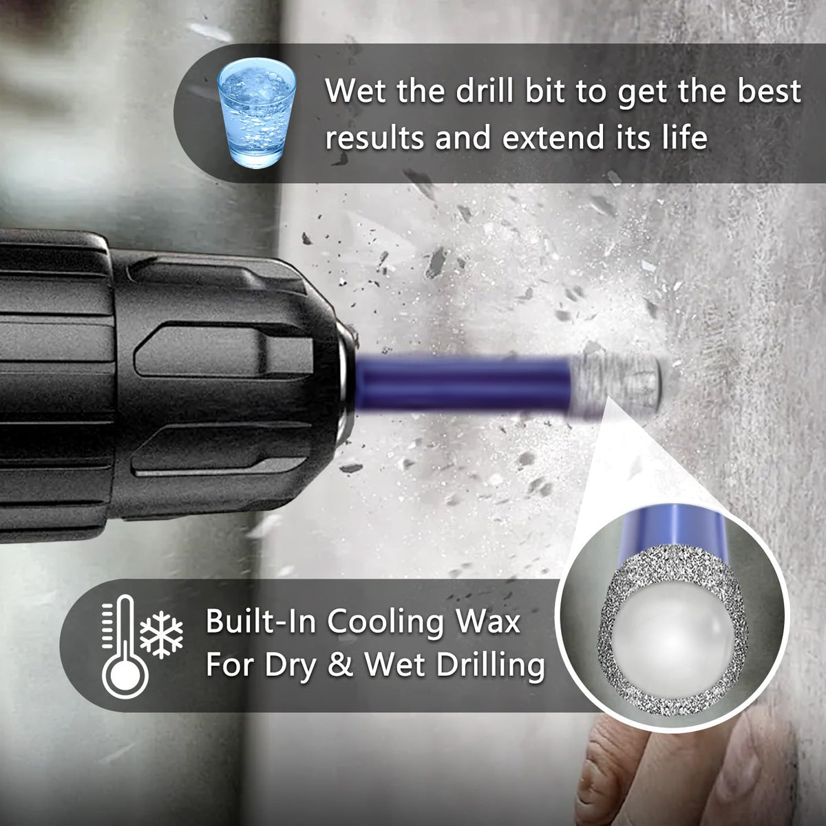 6 Pcs Diamond Drill Bit Set.1/4.5/16.3/8.1/2. Ceramic. Tile Drill Bits | For Ceramic.Pots.Planter.Porcelain.Tile.Glass.Granite.Masonry.Stone. with 1/4 Carbide-Tipped Bit.Vacuum Brazing Technology - Amazon.com