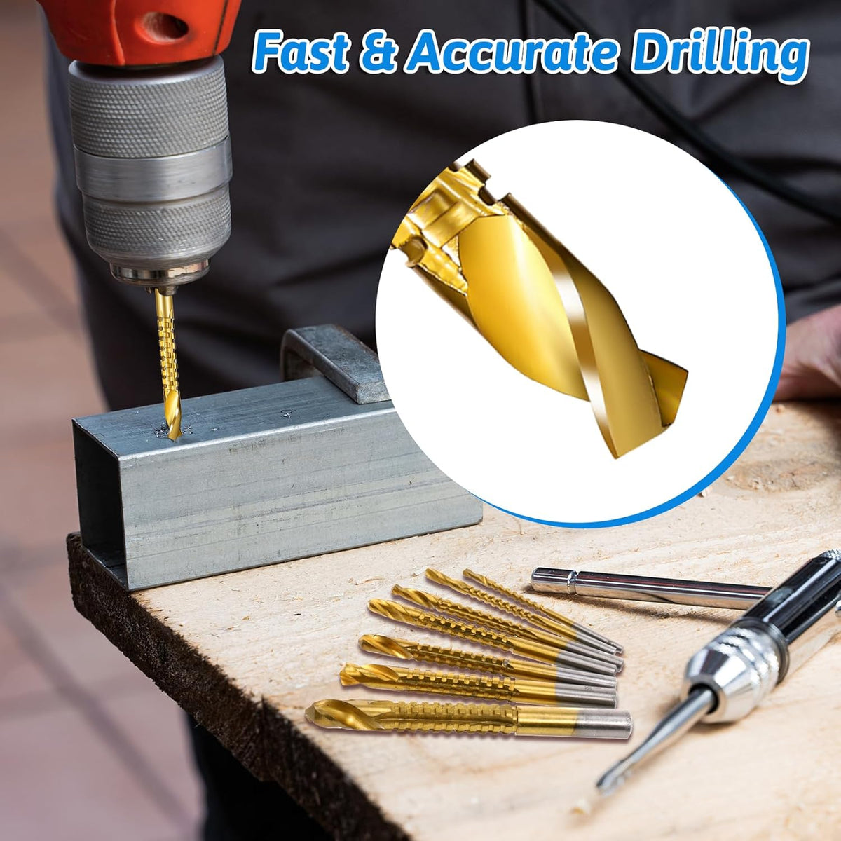8 Pack Titanium Coated HSS Twist Drill Bits. 3-10mm Serrated Side Cutting Drill Bit. Hex Shank Serrated Cutting Drill Bits. Drill Bit Woodworking Tools. Hole Holesaw Tool for Plastic Metal Wood Hole - Amazon.com