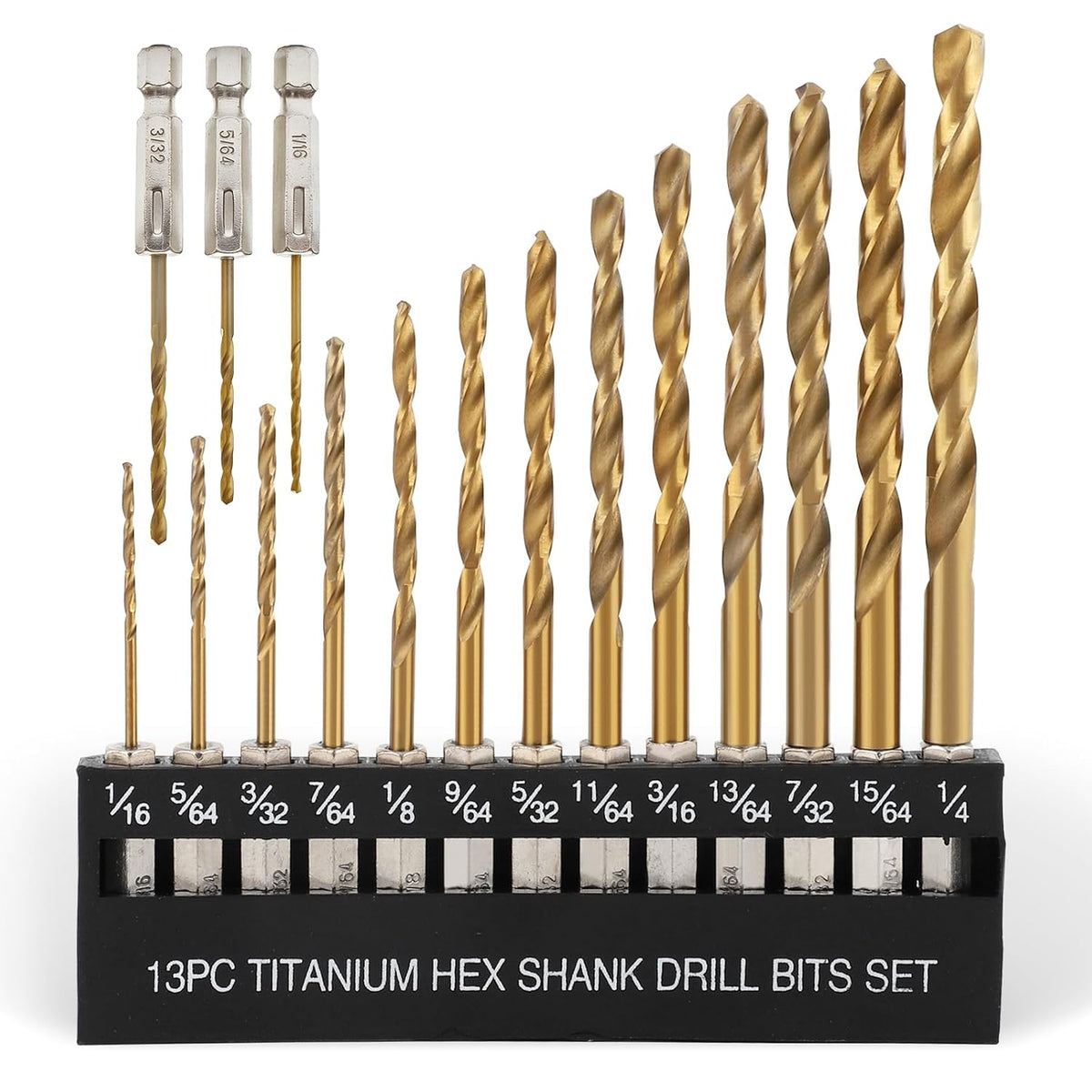 COMOWARE Titanium Twist Drill Bit Set 16 Pcs. 1/16-1/4. Hex Shank HSS | Titanium Coating. 2 Flutes.for Wood Plastic Aluminum Alloy. for Home DIY. Engineering. with Index & Storage Case - Amazon.com