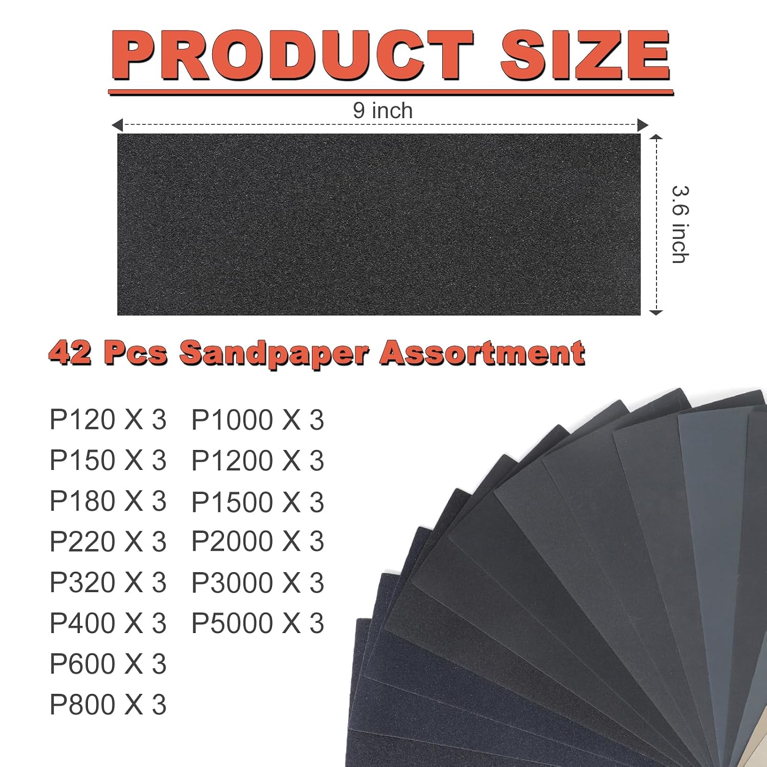 BMOTL Wet Dry Sandpaper Sheets 9x3.6. 120-5000 Assorted Grit. 42Pcs | Premium Silicon Carbide Sand Paper for Wood Furniture Finishing. Automotive Polishing. Metal Sanding - Amazon.com