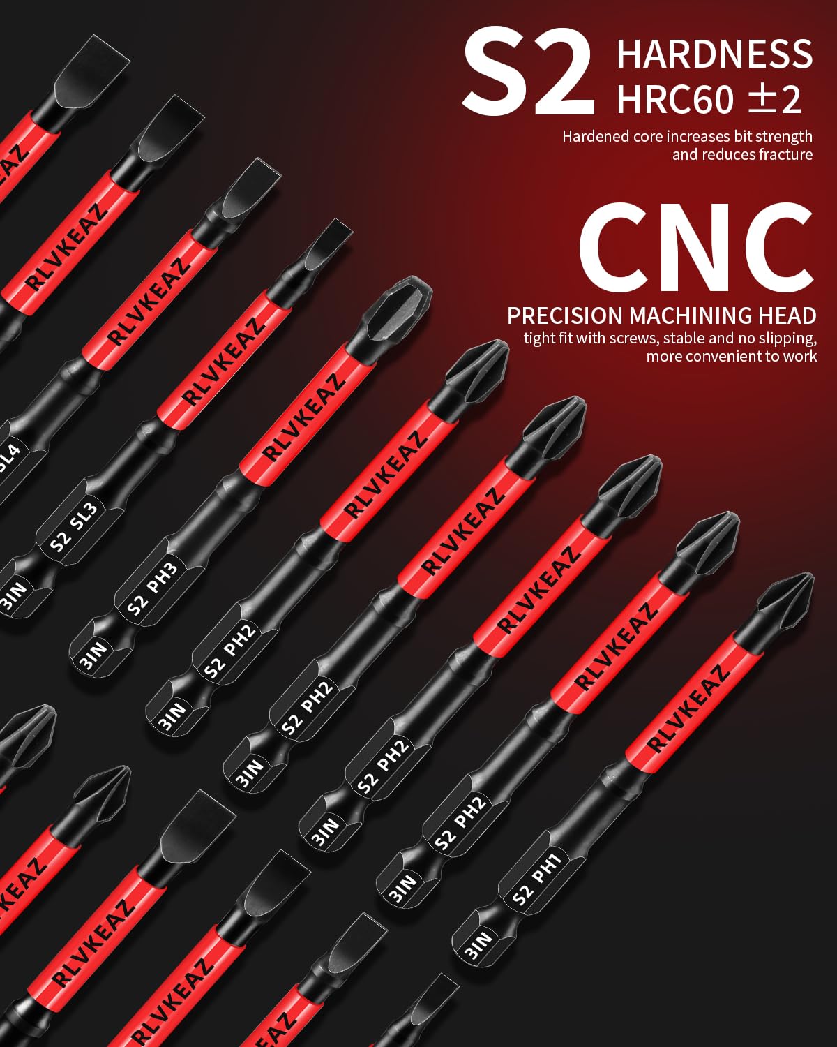 RLVKEAZ 3-Inch Long Magnetic Screwdriver Bit Set. Phillips Slotted. 10-Pack | #1 #2 #3 Phillips Head Drill Bits. S2 Alloy Steel. CNC Tips. 1/4-Inch Hex Shank for Impact Driver and Power Drill - Amazon.com