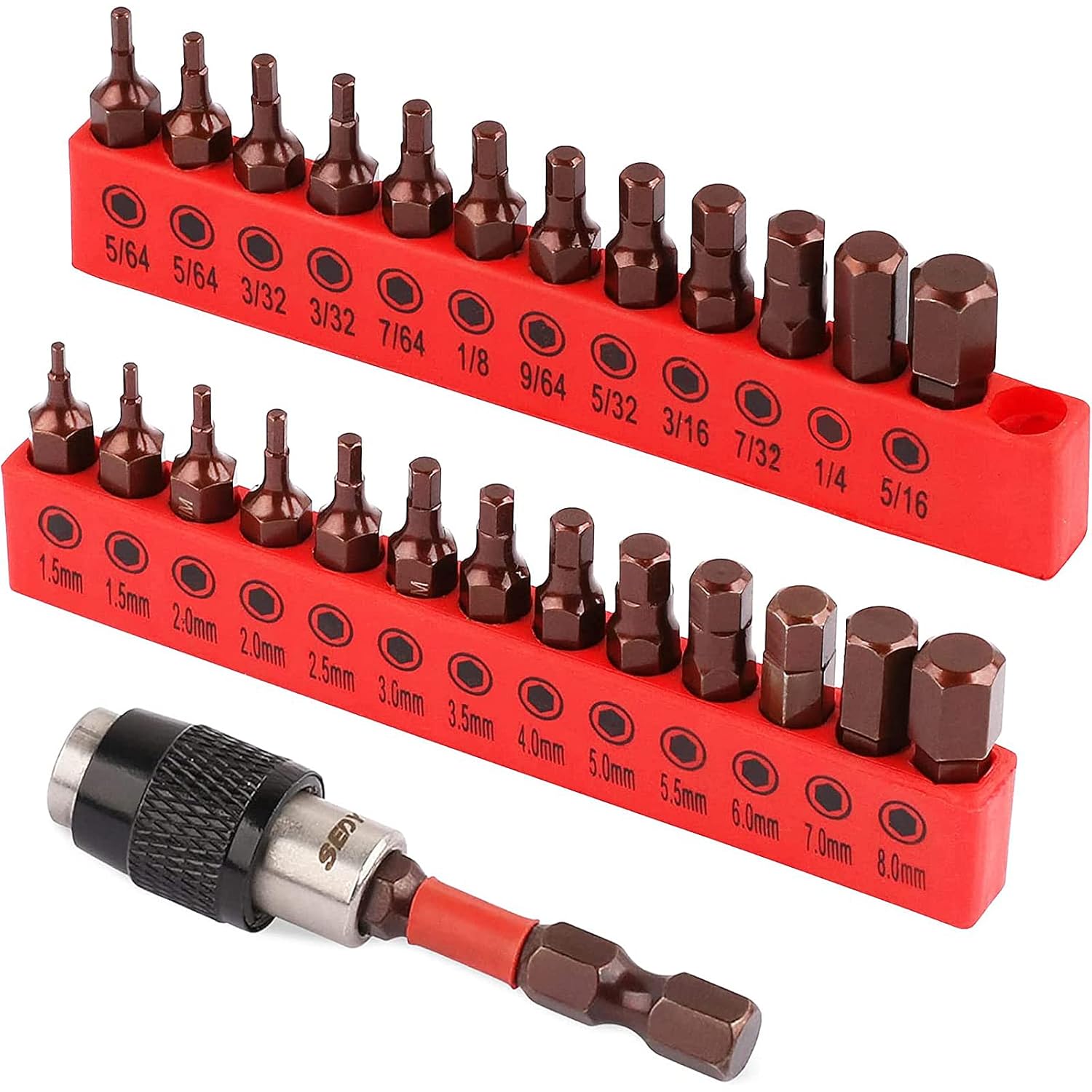 Premium 25-Piece Allen Key Drill Bit Set - Durable Allen Wrench Bits with Strong Magnetic Tips. SAE & Metric Hex Keys - Amazon.com