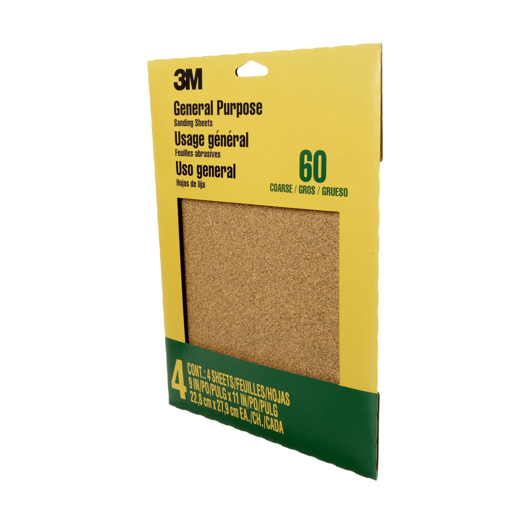3M Sandpaper. 60 Grit. 4 Sheets. 9 x 11 in. Coarse Aluminum Oxide | Sands Paint. Wood & Metal. Great For General Purpose Sanding (9003NA-20) - Sandpaper Sheets - Amazon.com