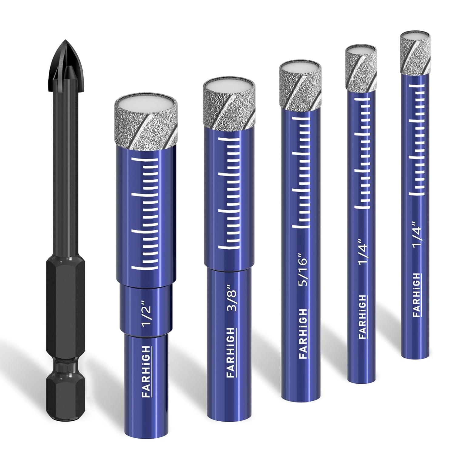 6 Pcs Diamond Drill Bit Set.1/4.5/16.3/8.1/2. Ceramic. Tile Drill Bits | For Ceramic.Pots.Planter.Porcelain.Tile.Glass.Granite.Masonry.Stone. with 1/4 Carbide-Tipped Bit.Vacuum Brazing Technology - Amazon.com