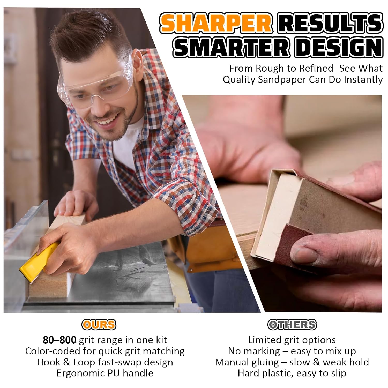 TOVPADE 54PCS Premium Micro Sander. Detail & Mini Sander Block – Precision Small Hand Sanding Tool. 80–800 Grit Sandpaper Kit. 3-in-1 Set for Wood. Crafts. Furniture. Tight Spaces & DIY Projects - Amazon.com