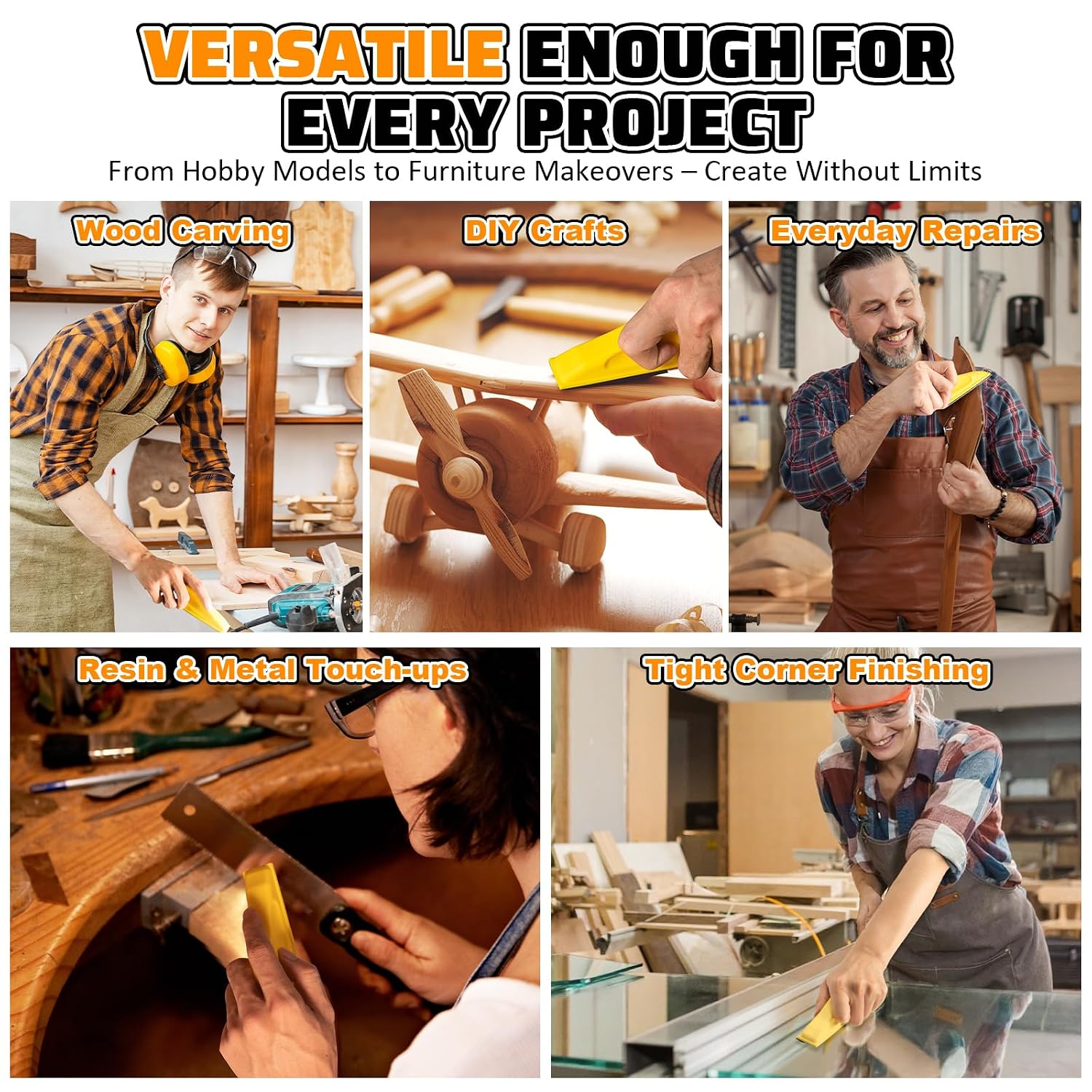 TOVPADE 54PCS Premium Micro Sander. Detail & Mini Sander Block – Precision Small Hand Sanding Tool. 80–800 Grit Sandpaper Kit. 3-in-1 Set for Wood. Crafts. Furniture. Tight Spaces & DIY Projects - Amazon.com