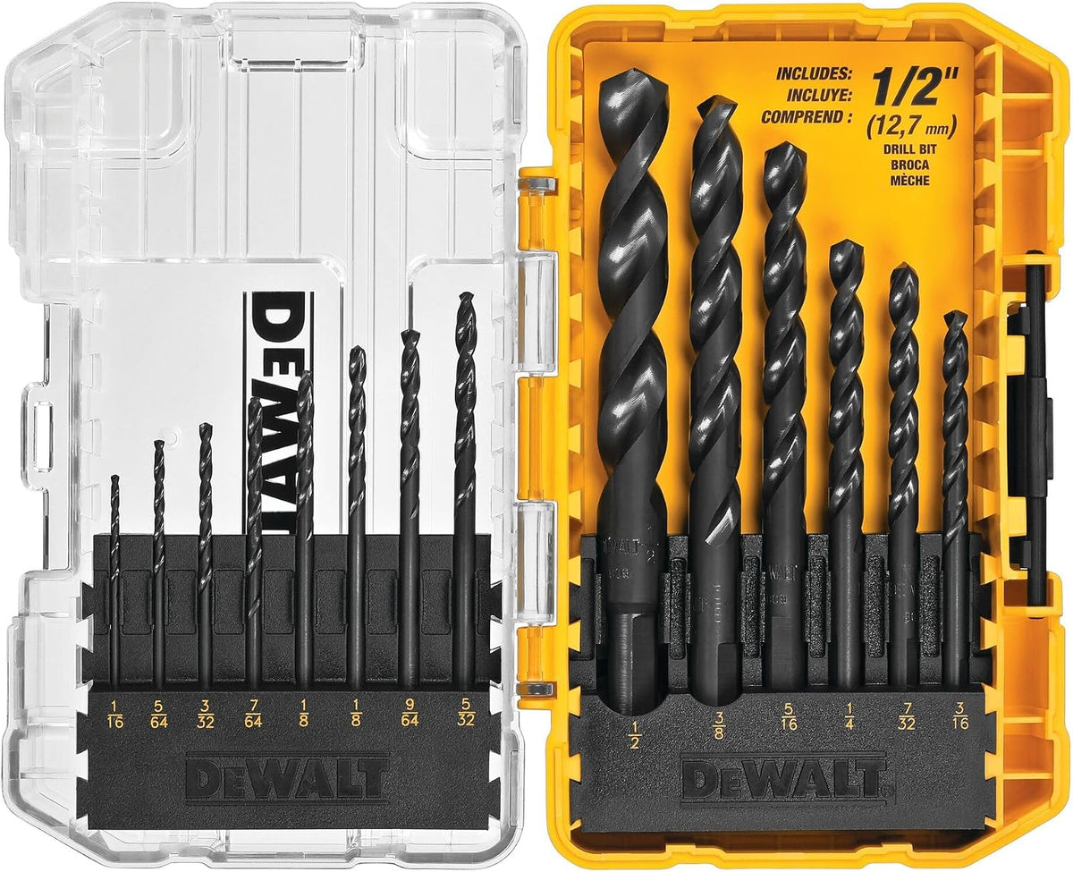 DEWALT Drill Bit Set. 3-Flats Shank.14-Piece. 135 Degree Split Point. for Plastic. Wood and Metal (DWA1184) - Amazon.com