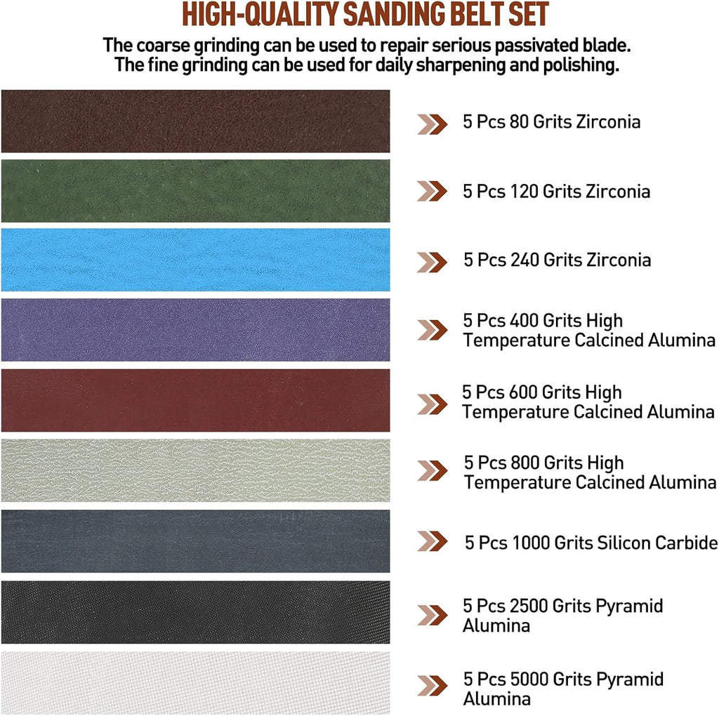 45 Pcs 1/2 x 12 Replacement Sharpening Belt Kit for Official Work Sharp Knife & Tool Sharpener (WSKTS & WSKTS-KT/Mk.1 & Mk.2) - Assorted Grits (80/120/240/400/600/800/1000/2500/5000) - Amazon.com