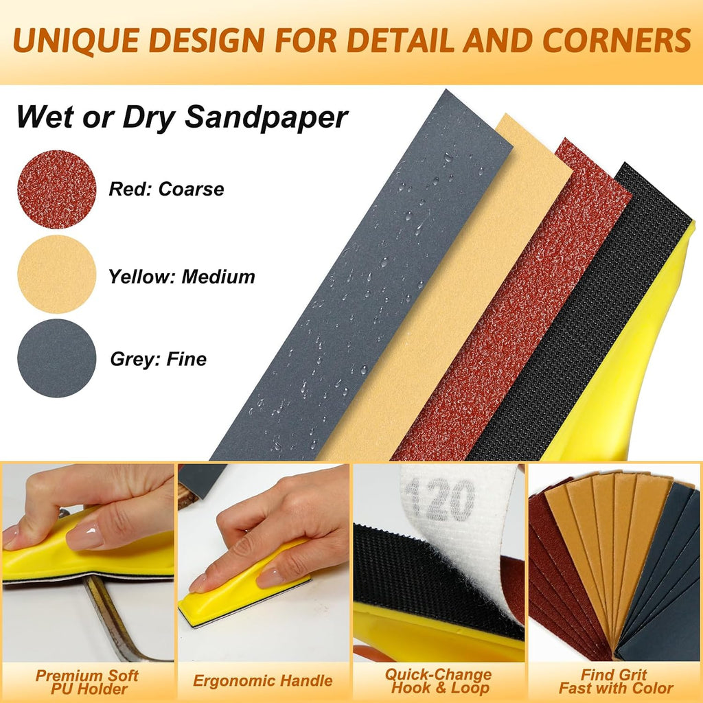 180 PCS Mini Detail Sanding Kit. 80-1000 Grit Sandpaper with Finger Sanding Blocks for Small Areas and Corners. Ideal for Woodworking. Furniture Repair. Crafts and DIY - Amazon.com