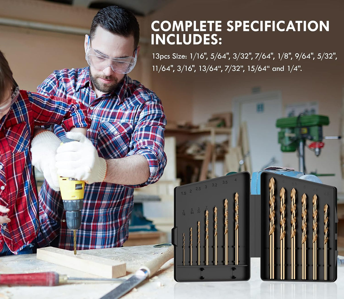 MACXCOIP 13Pcs(1/16-1/4) Cobalt Drill Bit Set M35 HSS Jobber Length | for Hardened Metal. Stainless Steel. Cast Iron. Wood and Plastic. with Index Storage Case - Amazon.com