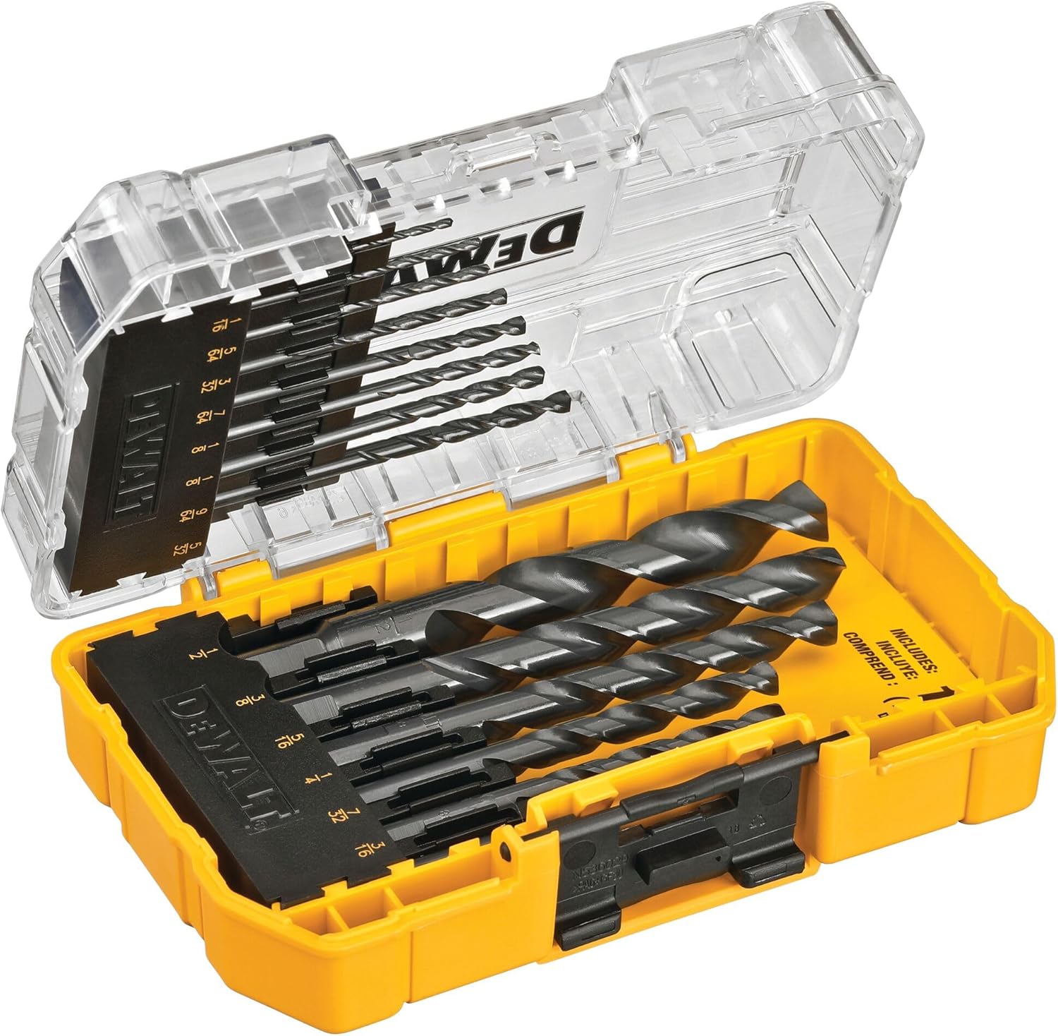 DEWALT Drill Bit Set. 3-Flats Shank.14-Piece. 135 Degree Split Point. for Plastic. Wood and Metal (DWA1184) - Amazon.com