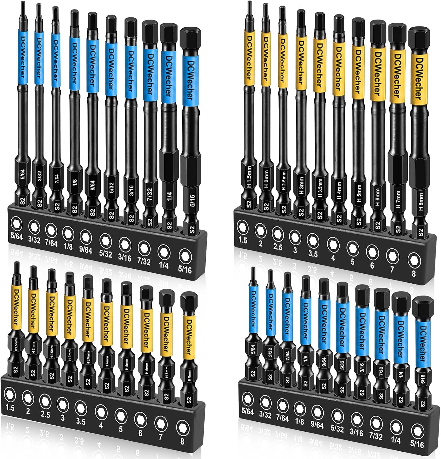 DCWecher 3-Inch Impact Hex Bit Set. 20PCS Long Allen Wrench Drill Bit Set | Magnetic Allen Key Drill Bit Set. S2 Steel. Metric & SAE Hex Bits. 1/4'' Hex Shank for Automotive Repair & Furniture Assembly - Amazon.com