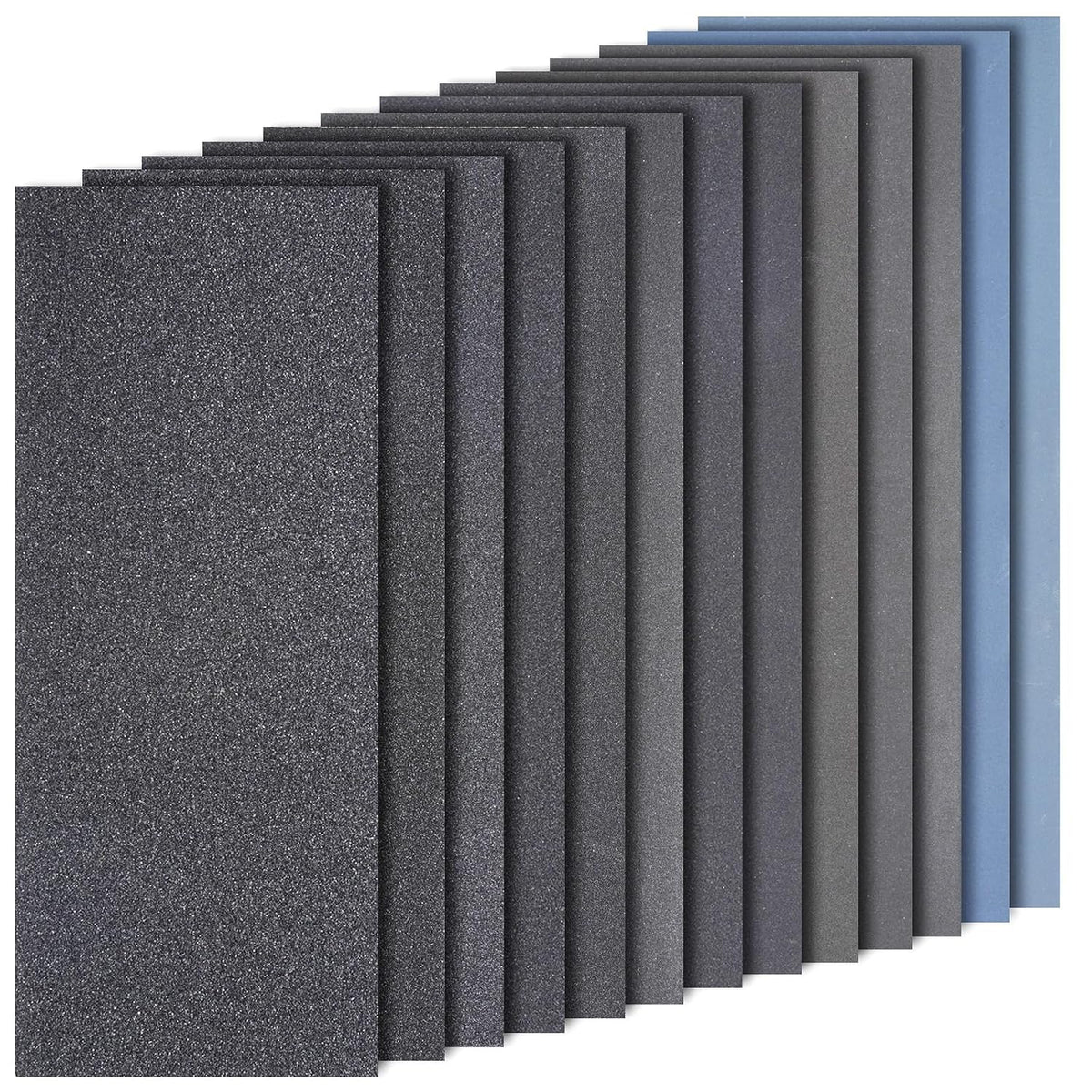 Hyietta Sand Paper Assortment. 52 Sheets Assorted Grits 120/150/180/240/320/400/600/800/1000/1500/2000/2500/3000. 4 Sheets Each. 9 x 3.6 Inches. Dry & Wet Sanding. Abrasive Sanding Sheets - Amazon.com