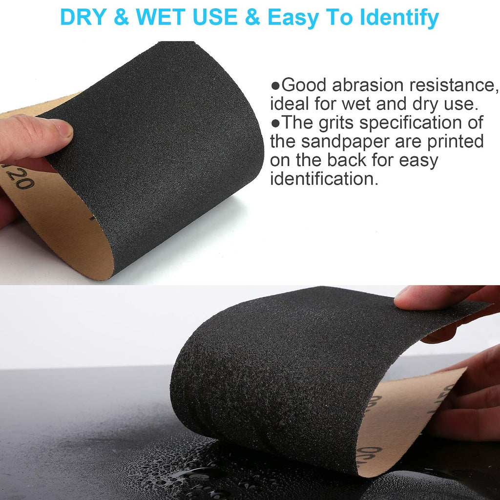 48 PCS Sandpaper 120-5000 Grit Wet Dry Sand Paper 9x3.6 for Wood Metal Car | Silicon carbide. electro coated. anti-clogging. tear-resistant backing. fits sanding blocks. flexible. fine grit polishing - Amazon.com