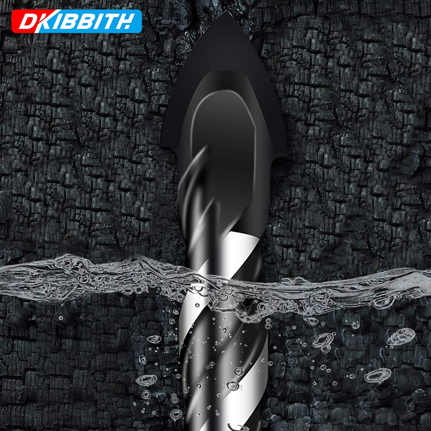 10-Piece Masonry Drill Bit Set for Concrete Tile Glass Ceramic Brick.1/8 to 1/2 Inch Drilling Bits with Triangle Handle.Tungsten Steel Alloy Tip.(Black)