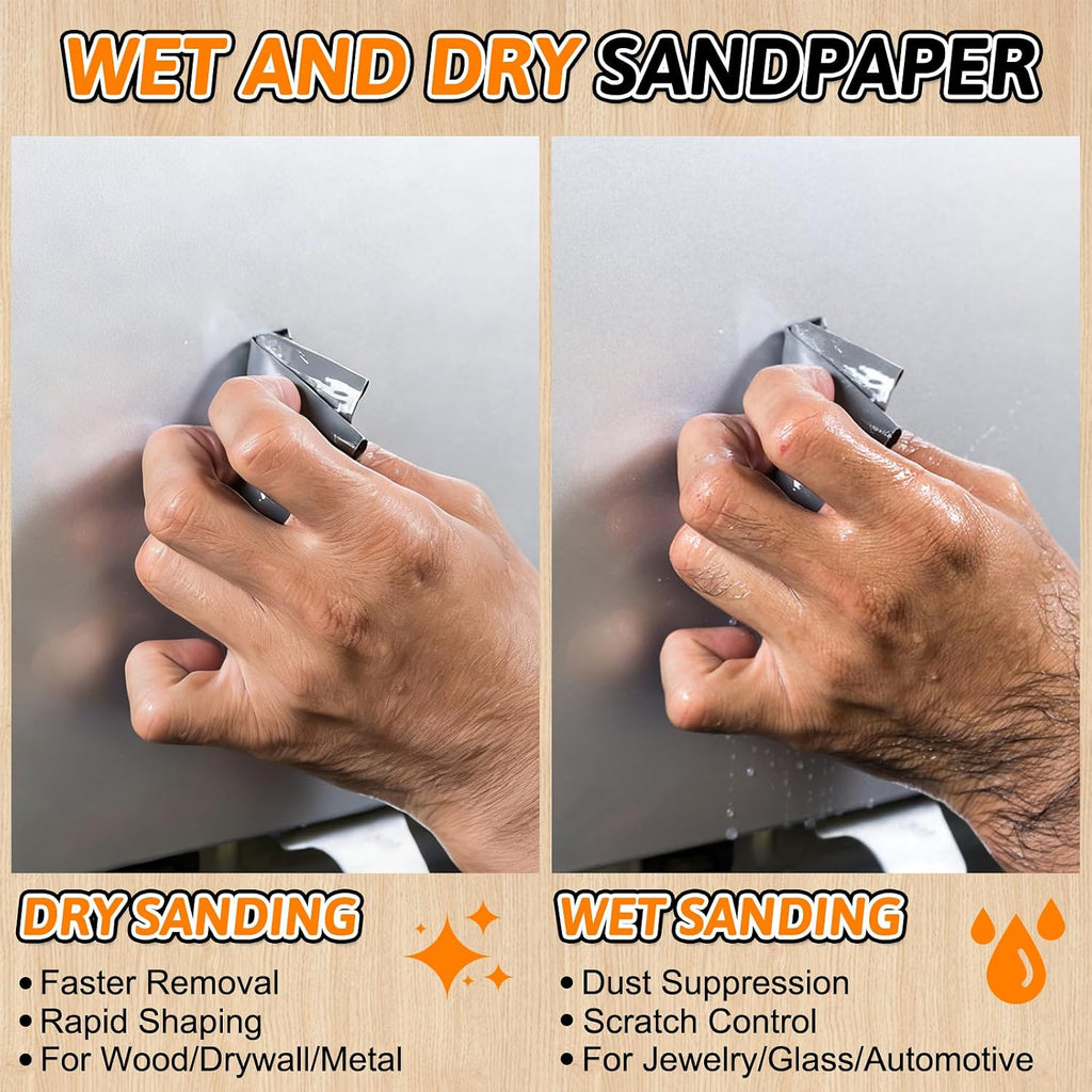 45 PCS Wet Dry Sandpaper 80-5000 Grit Sheets for Polishing & Finishing | 9 x 3.6 Inch Sand Paper Assortment Pack. Silicon Carbide Abrasive. Grit Marked Sheets. Wood. Metal & Automotive Polishing - Amazon.com