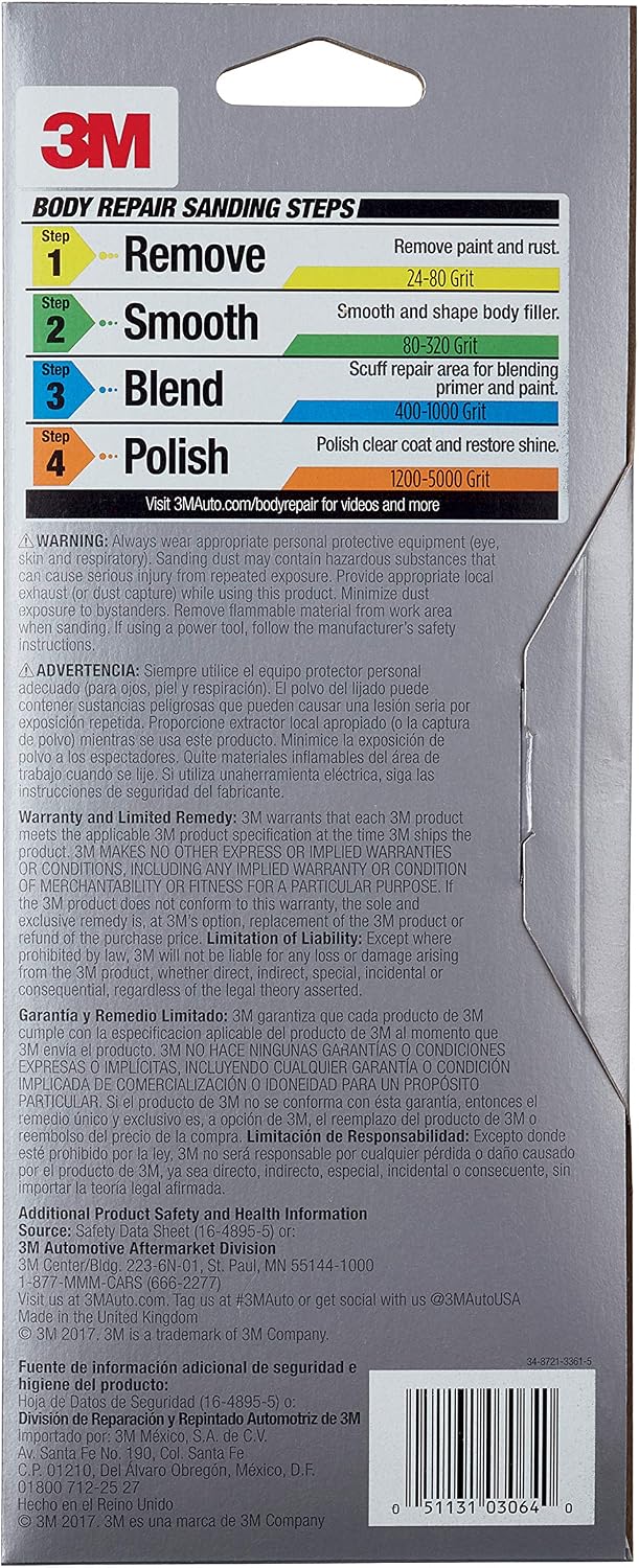 3M Performance 3000 Grit Sandpaper. 3-2/3 in x 9 in. Polish Clear Coat and Paint. Restore Shine. Ideal for Detailed Finishing and Polishing. Very Fine Grade Abrasive for Refined Finishes (03064)