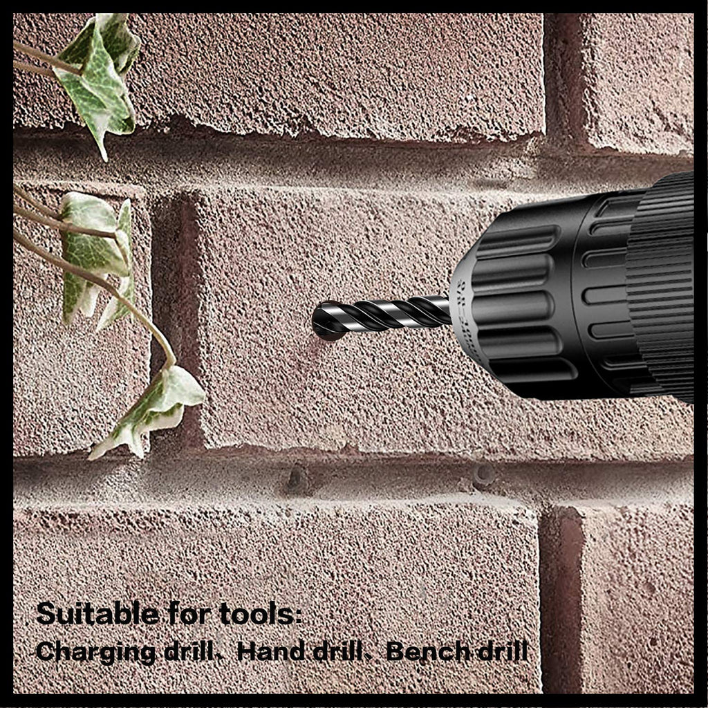 10-Piece Masonry Drill Bit Set for Concrete Tile Glass Ceramic Brick.1/8 to 1/2 Inch Drilling Bits with Triangle Handle.Tungsten Steel Alloy Tip.(Black)